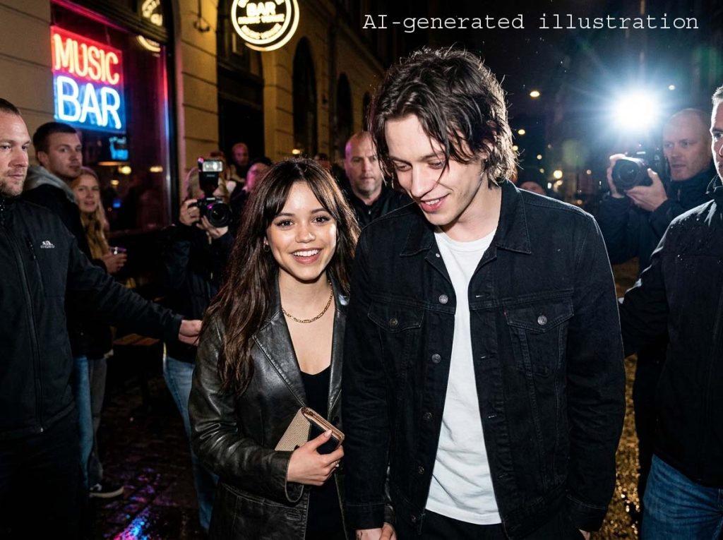 AI-generated illustration of Jenna Ortega boyfriend rumors.