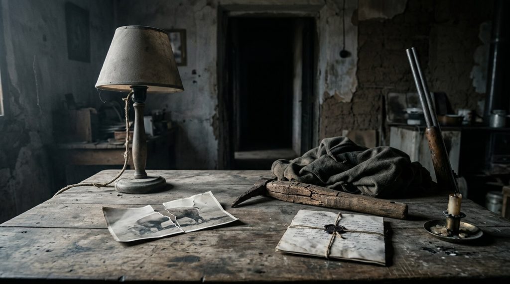 Seven symbolic objects representing the survival rules and supernatural dangers in When Evil Lurks